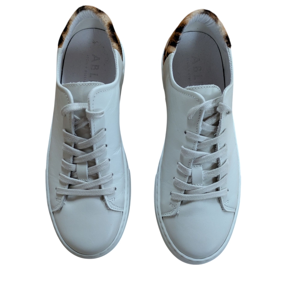 ABLE Emmy Bone/Cheetah Leather Sneakers Size 10 - Picture 8 of 13